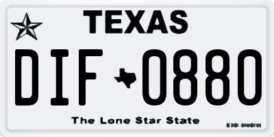 TX license plate DIF0880