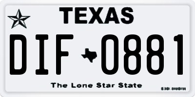 TX license plate DIF0881
