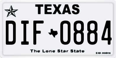 TX license plate DIF0884