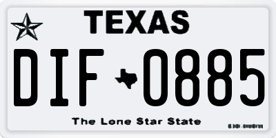 TX license plate DIF0885