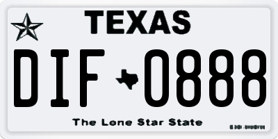 TX license plate DIF0888