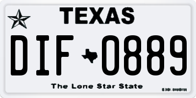 TX license plate DIF0889