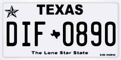 TX license plate DIF0890