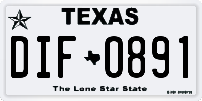 TX license plate DIF0891