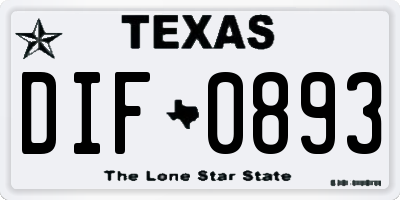 TX license plate DIF0893