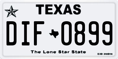 TX license plate DIF0899