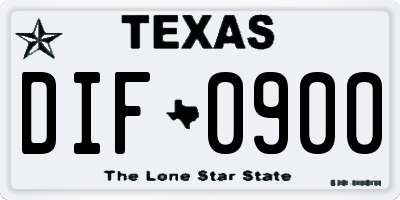 TX license plate DIF0900