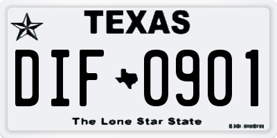 TX license plate DIF0901
