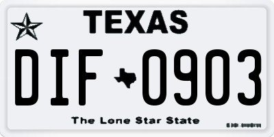 TX license plate DIF0903