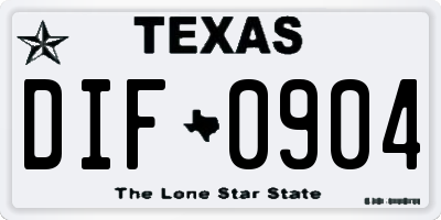 TX license plate DIF0904