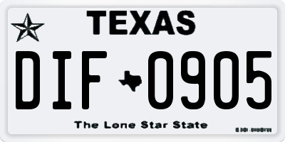 TX license plate DIF0905