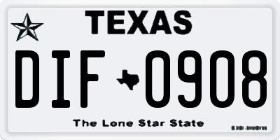 TX license plate DIF0908