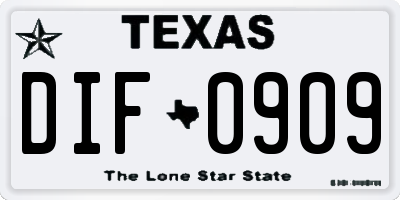 TX license plate DIF0909