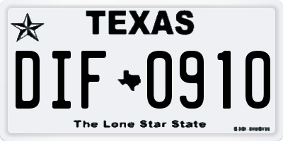 TX license plate DIF0910