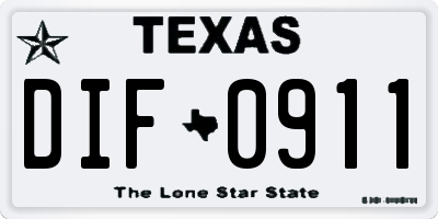 TX license plate DIF0911