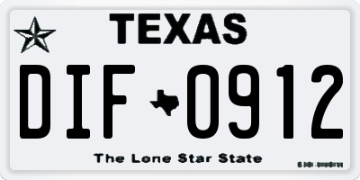 TX license plate DIF0912