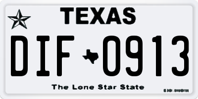 TX license plate DIF0913