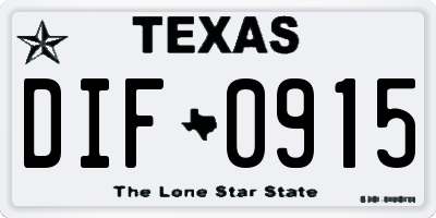 TX license plate DIF0915