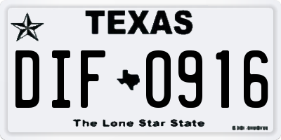 TX license plate DIF0916