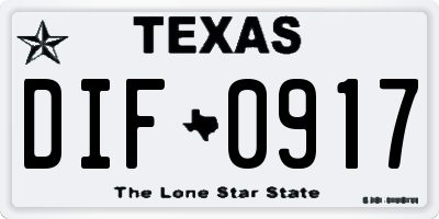 TX license plate DIF0917