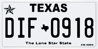 TX license plate DIF0918