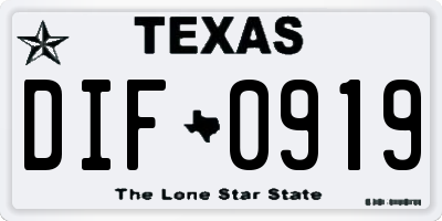TX license plate DIF0919