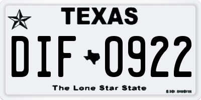 TX license plate DIF0922