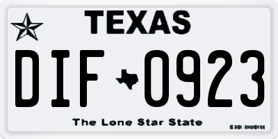 TX license plate DIF0923