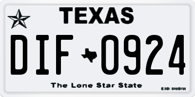TX license plate DIF0924