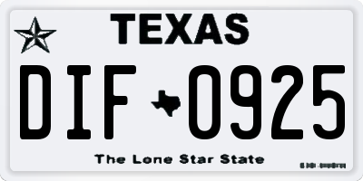 TX license plate DIF0925