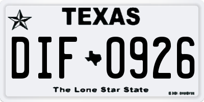 TX license plate DIF0926