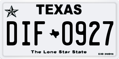 TX license plate DIF0927