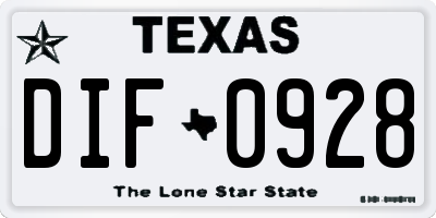 TX license plate DIF0928