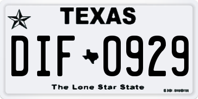 TX license plate DIF0929
