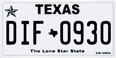 TX license plate DIF0930