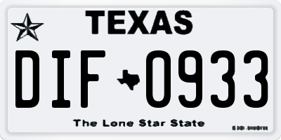 TX license plate DIF0933
