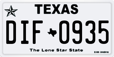 TX license plate DIF0935