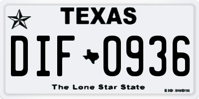 TX license plate DIF0936