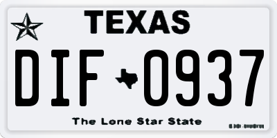 TX license plate DIF0937