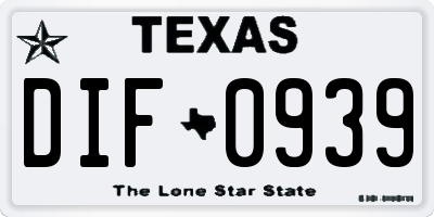 TX license plate DIF0939