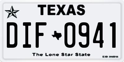 TX license plate DIF0941