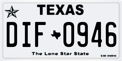 TX license plate DIF0946