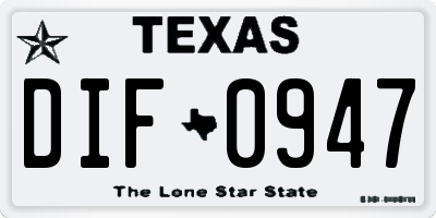 TX license plate DIF0947