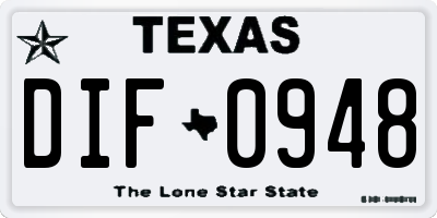 TX license plate DIF0948