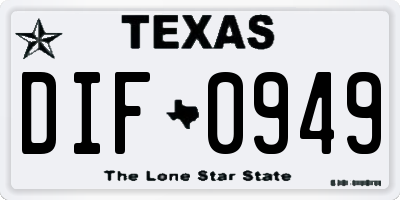 TX license plate DIF0949