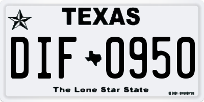 TX license plate DIF0950