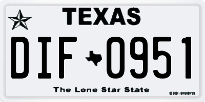 TX license plate DIF0951