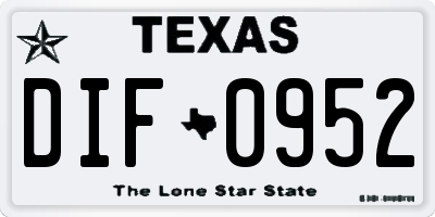 TX license plate DIF0952