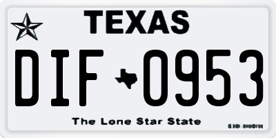 TX license plate DIF0953