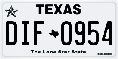 TX license plate DIF0954